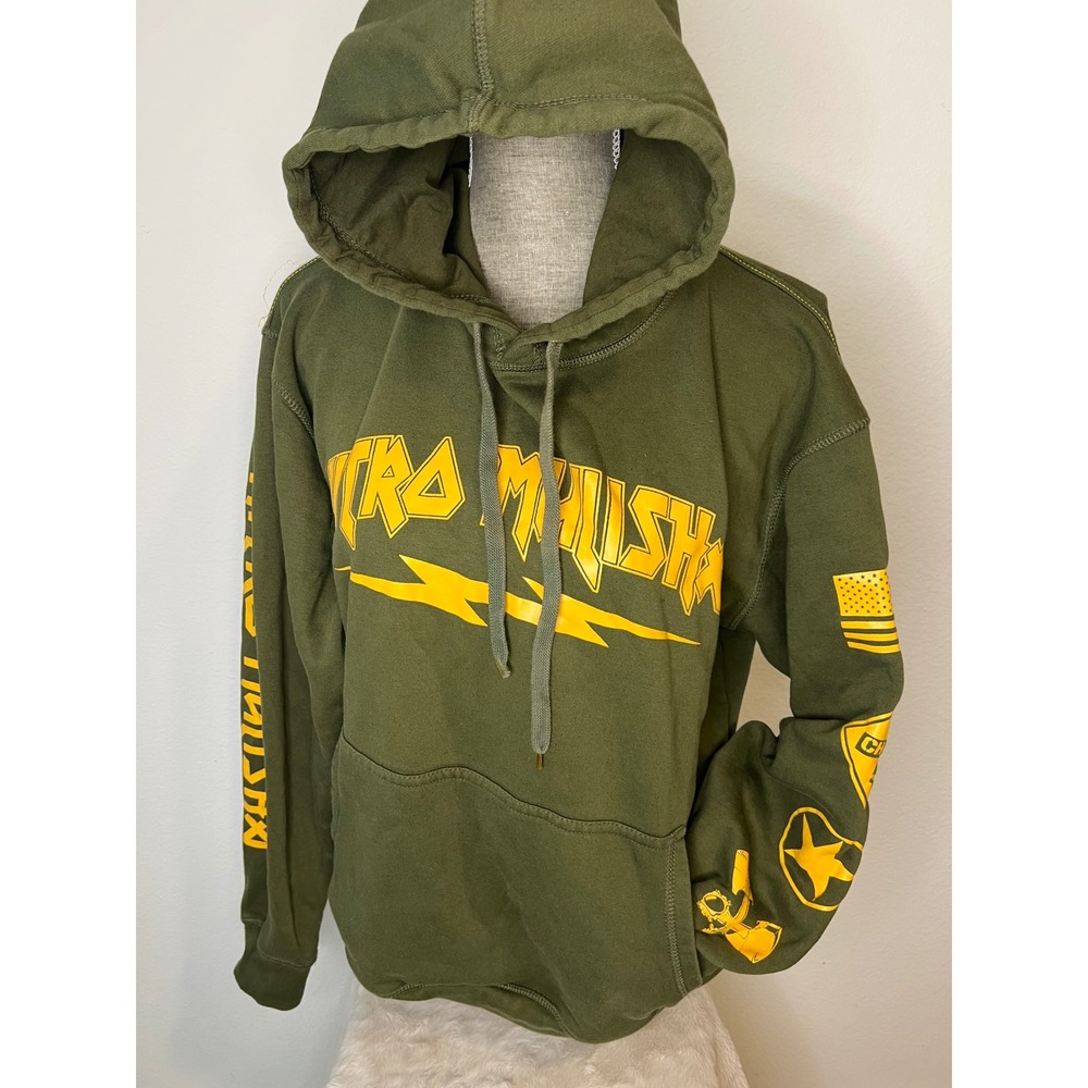 Nitro Mulisha Hoodie Mens L Olive Green Good Graphic Skull Moto Streetwear